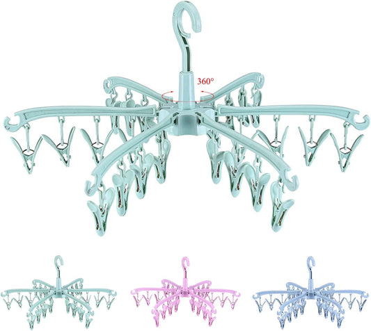 Foldable Drying Rack with 24 Clips for Drying Socks Lingerie Baby Clothes Drying Towels Rotatable Sock Drying Rack