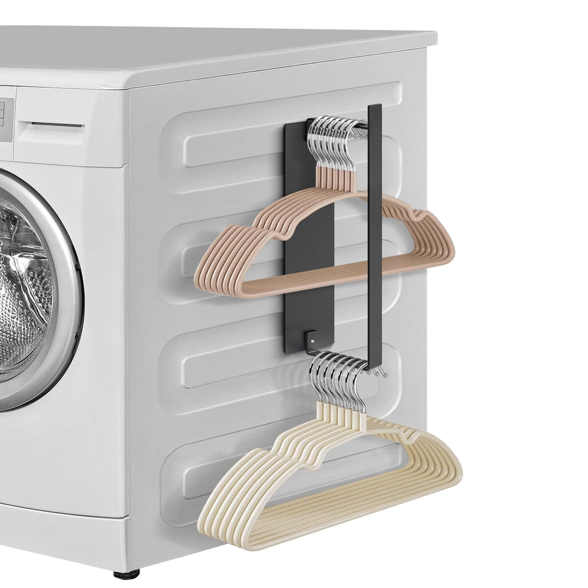 Magnetic Hanger Organizer, Strong Magnetic Hanger Holder for Laundry Room Washer, Capacity Upgrade Hangers Storage Stacker Holds up to 40 Metal Hangers White 1Pack