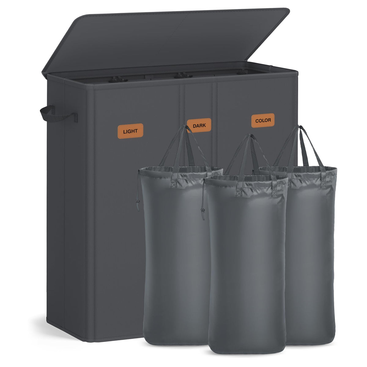 SONGMICS 160L Laundry Hamper, 4-Compartment Laundry Sorter with Lid