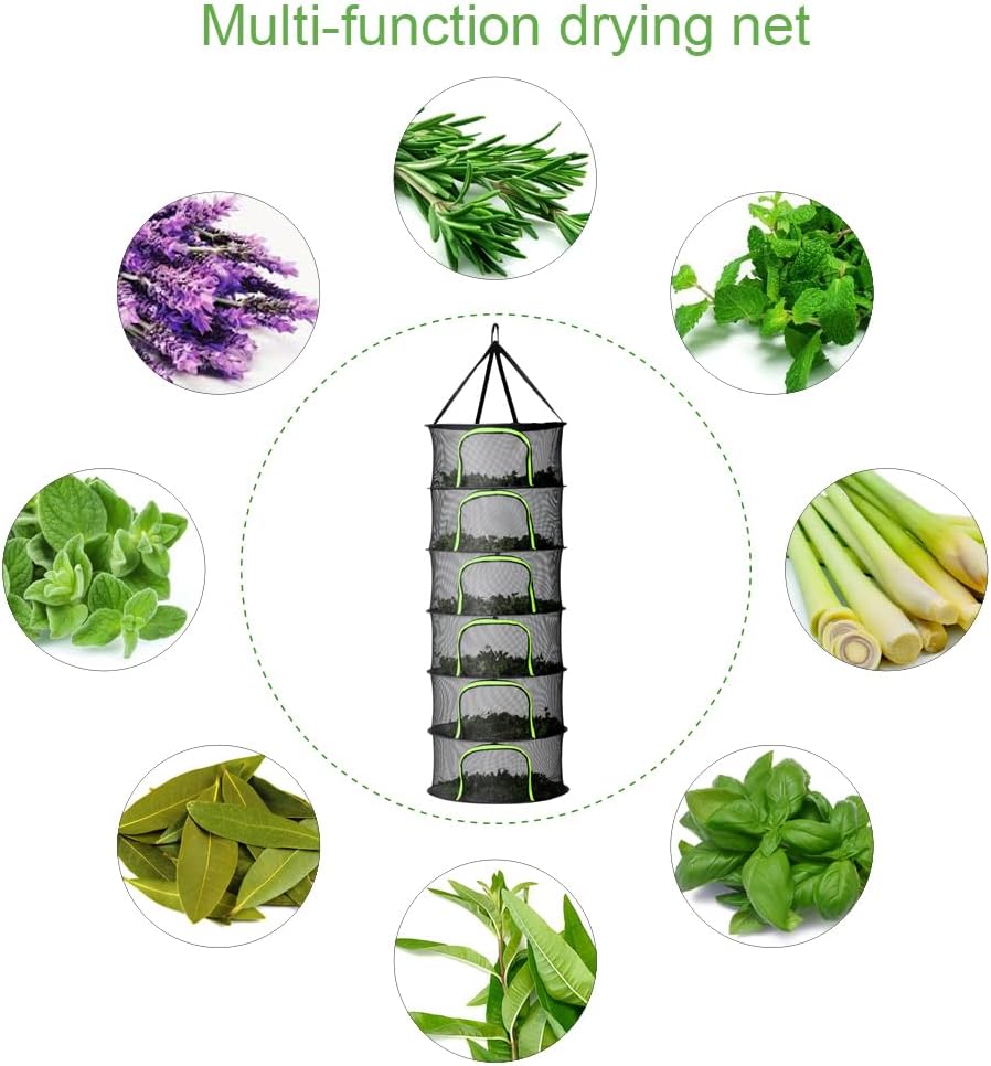 6 Layer Herb Drying Rack Foldable U-Shaped Double-Headed Zipper (23.62''W)