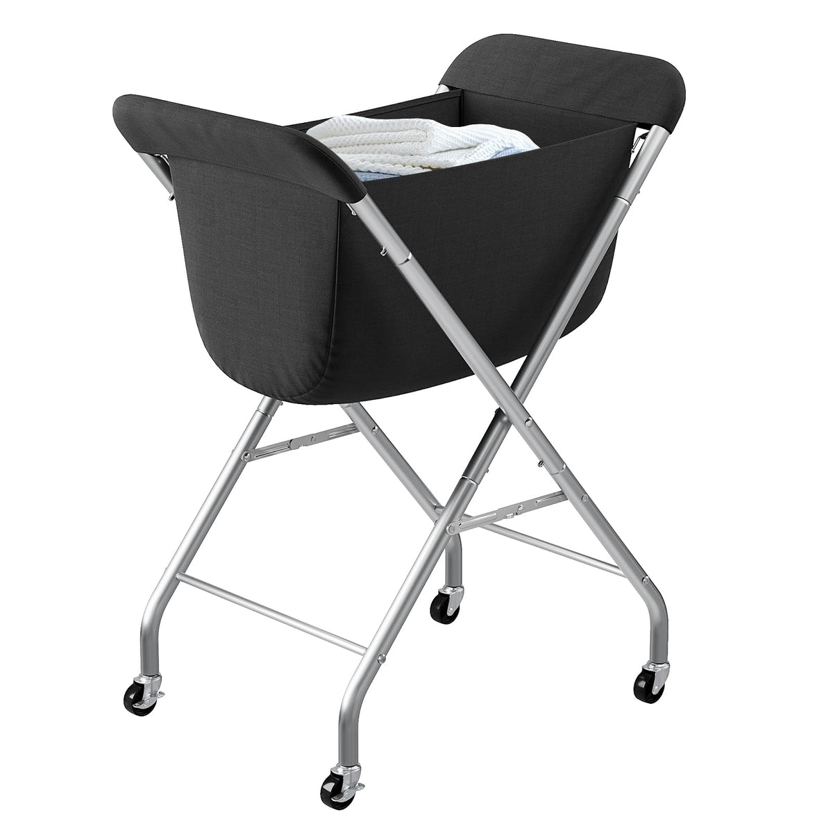 ELYKEN Laundry Basket with Wheels, Collapsible Laundry Hamper, Cream