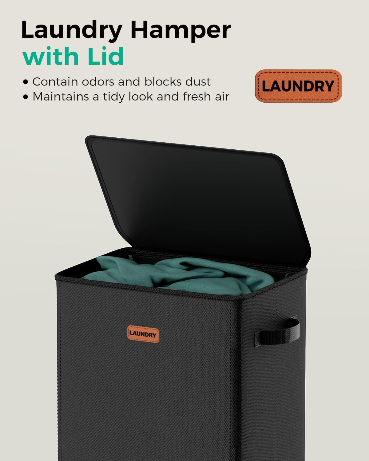 100L Large Capacity Laundry Hamper, Collapsible Laundry Basket Space-Saving, Clothes Hamper with Lid and Removable Bag for Bathroom Bedroom Laundry Room Dorm