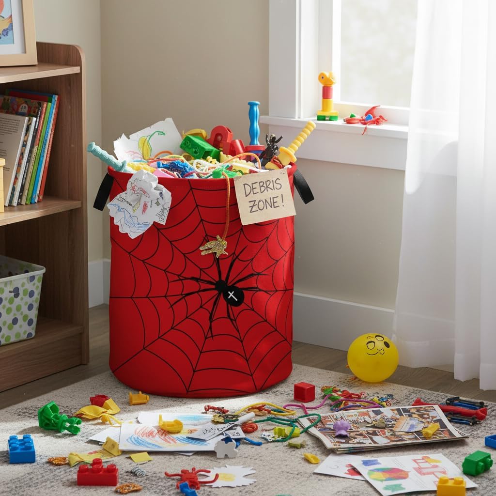 Baby Laundry Basket Baby Nursery Hamper Kids Laundry Basket Toy Storage Bin for Boys Room Decor Gift Baskets for Bedroom Bathroom(Spider Web)