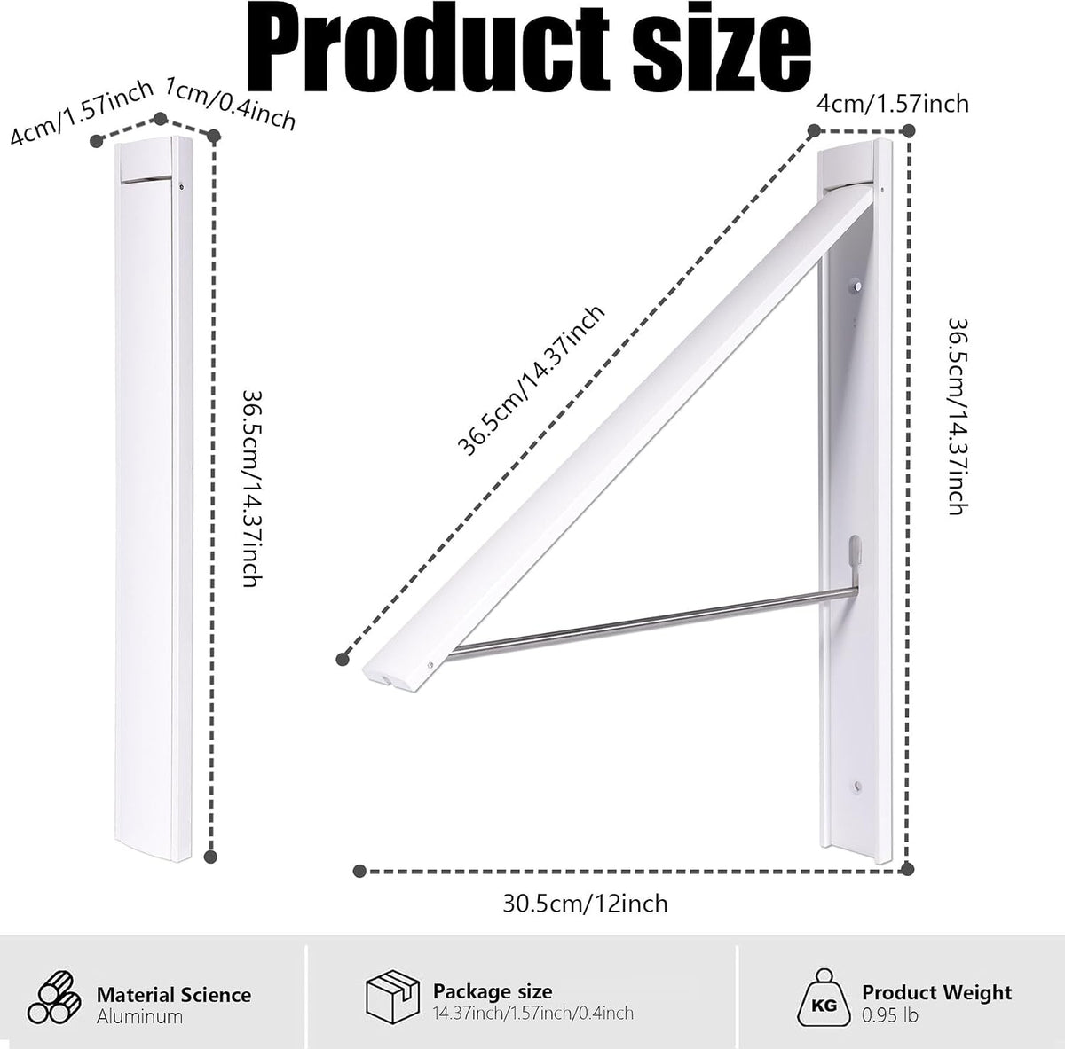 Ithywat Retractable Clothes Drying Rack,Space Saver Wall Mounted Folding Hanger for Laundry Room,Closet Storage Organization,Easy Installation Aluminum Dryer White