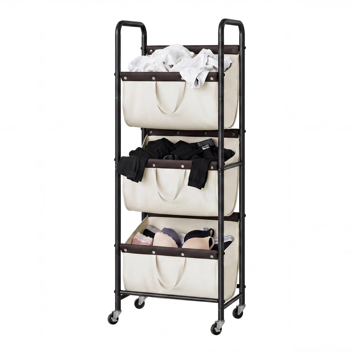 GRANNY SAYS 3 Tiered Laundry Sorter, Narrow Hamper Cart with Wheels