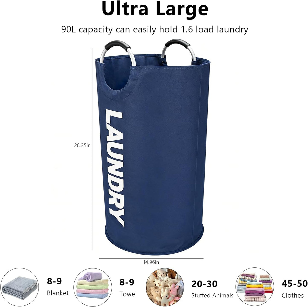 A Large 90 Liter Laundry, Navy Blue