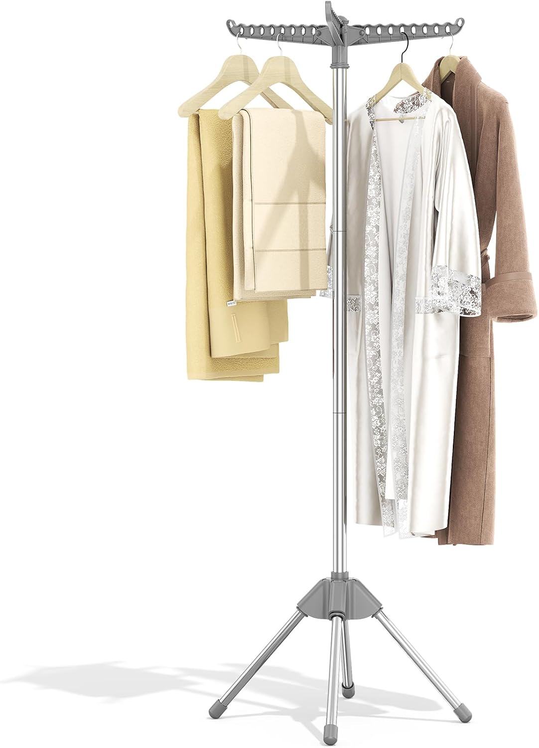 KINGBOARD Clothes Drying Rack, 59" H Laundry Drying Rack, 3 Rotatable Arms