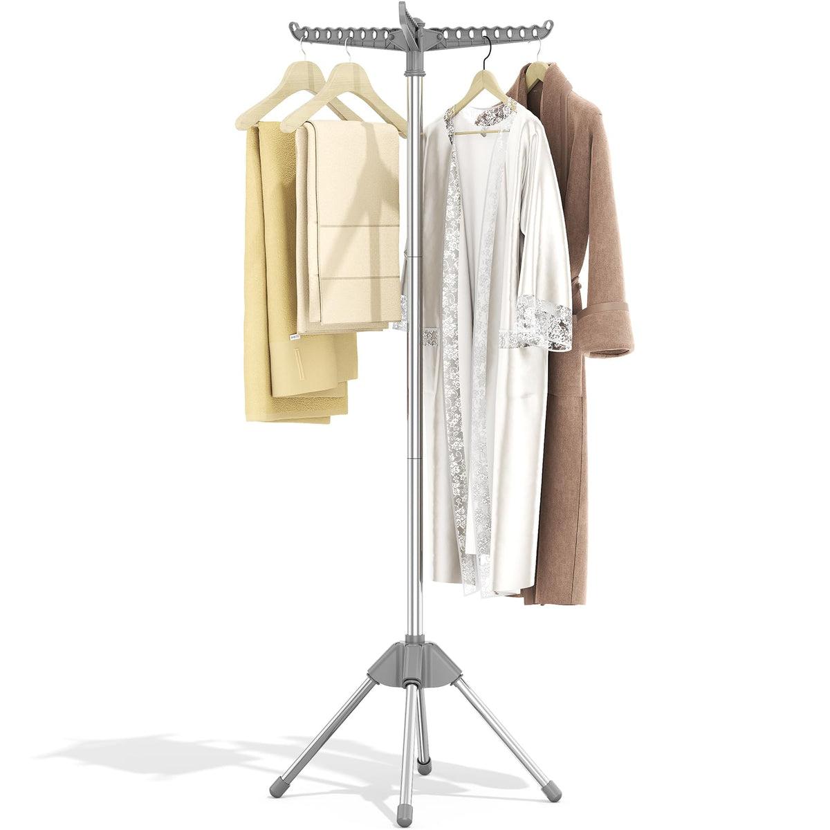 KINGBOARD Clothes Drying Rack, 59" H Laundry Drying Rack, 3 Rotatable Arms