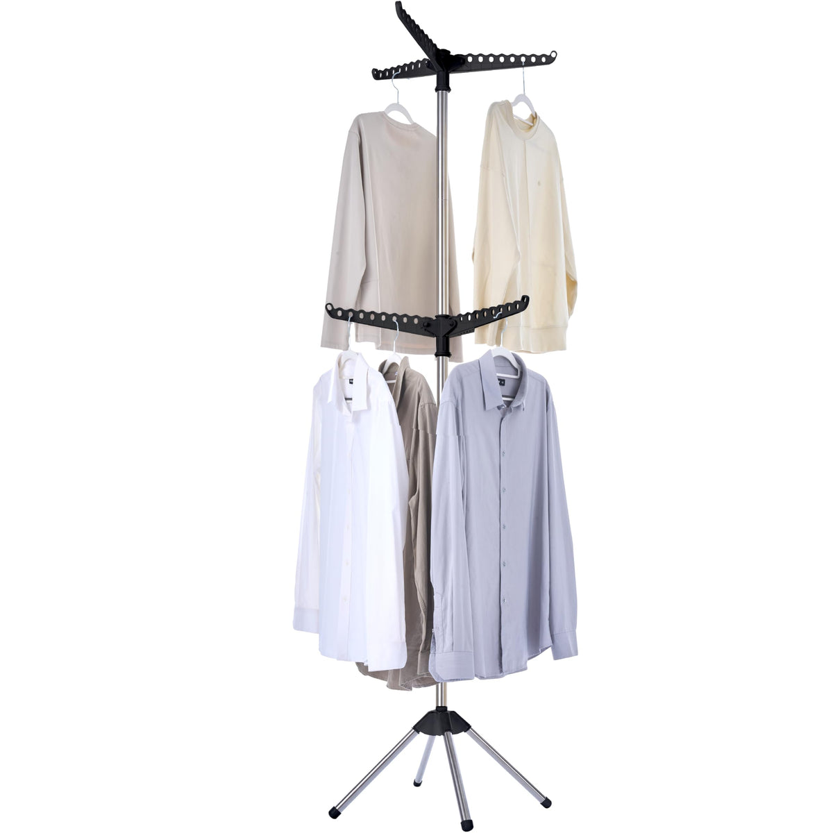 CASAMAYA Clothes Drying Rack Foldable, 74.8 inch 2 Tier Laundry Drying Rack with Rotating Clothes Rail for 54 Pieces of Clothes, Space Saving, Indoor, Stainless Steel, White and Silver CDR002W01