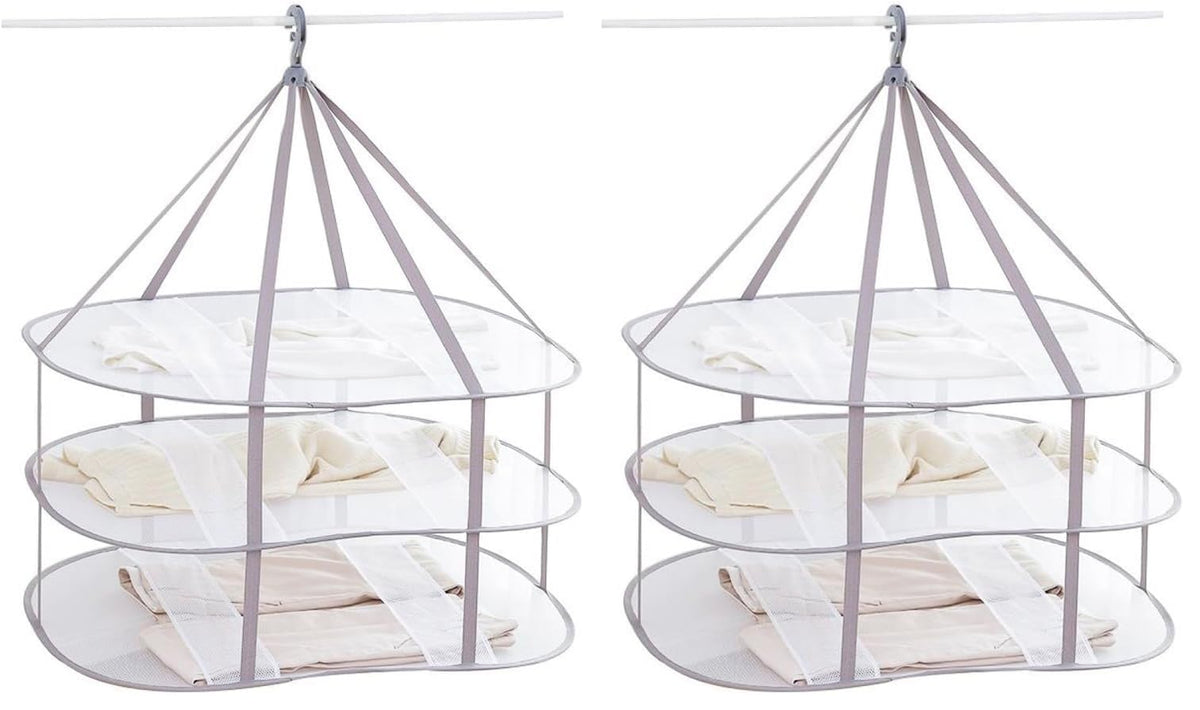 Looca 3-Tier Folded Mesh Clothes Hanging Dryer Sweater Drying Rack 30.3" L * 24.5" W*30.7" H