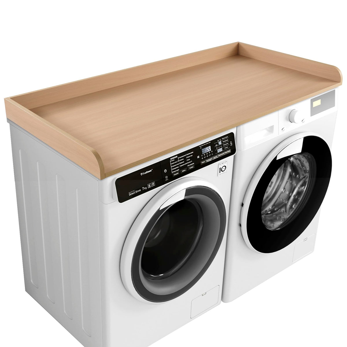 Kaboon Washer Dryer Countertop 58" x 28" Extra Large Version, Melamine Countertop with 3.5" Edge Rails, Laundry Room Organization, Dark Walnut