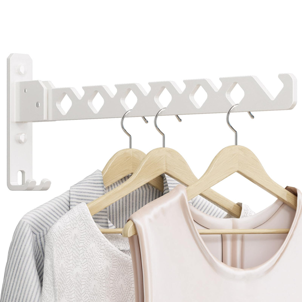 Wall Mounted Clothes Drying Rack, Wall Clothes Hanger Foldable, Laundry Hanger Hook for Bathroom, Wall Clothes Rack Indoor, Perfect for Small Spaces, Matte Black