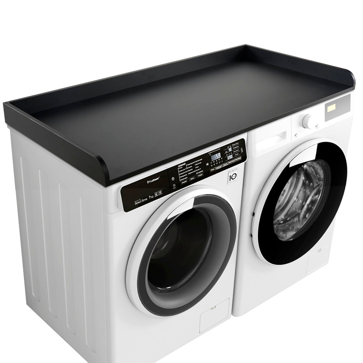 Kaboon Washer Dryer Countertop 58" x 28" Extra Large Version, Melamine Countertop with 3.5" Edge Rails, Laundry Room Organization, Dark Walnut