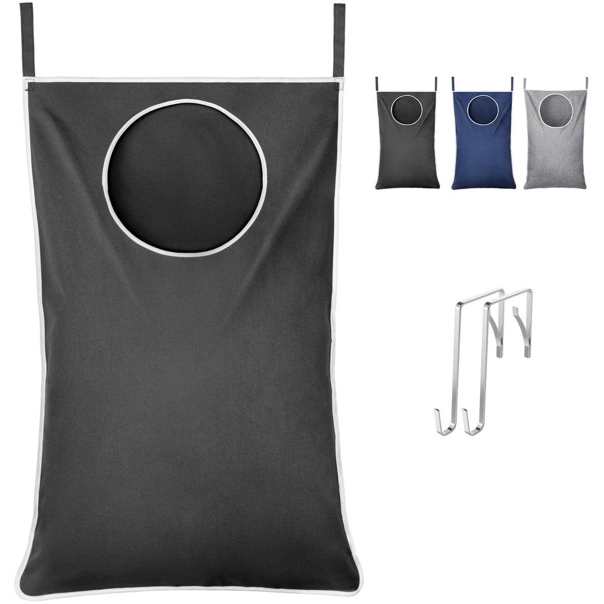 Lifewit 1 Pack Over Door Laundry Hamper, Collapsible Hanging, Light Gray