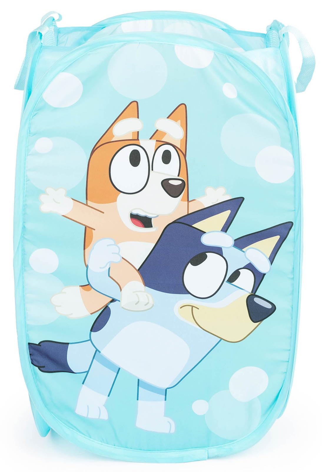Bluey Pop Up Hamper - Bluey and Bingo Mesh Laundry Basket/Bag with Durable Handles - Storage for Clothes and Toys