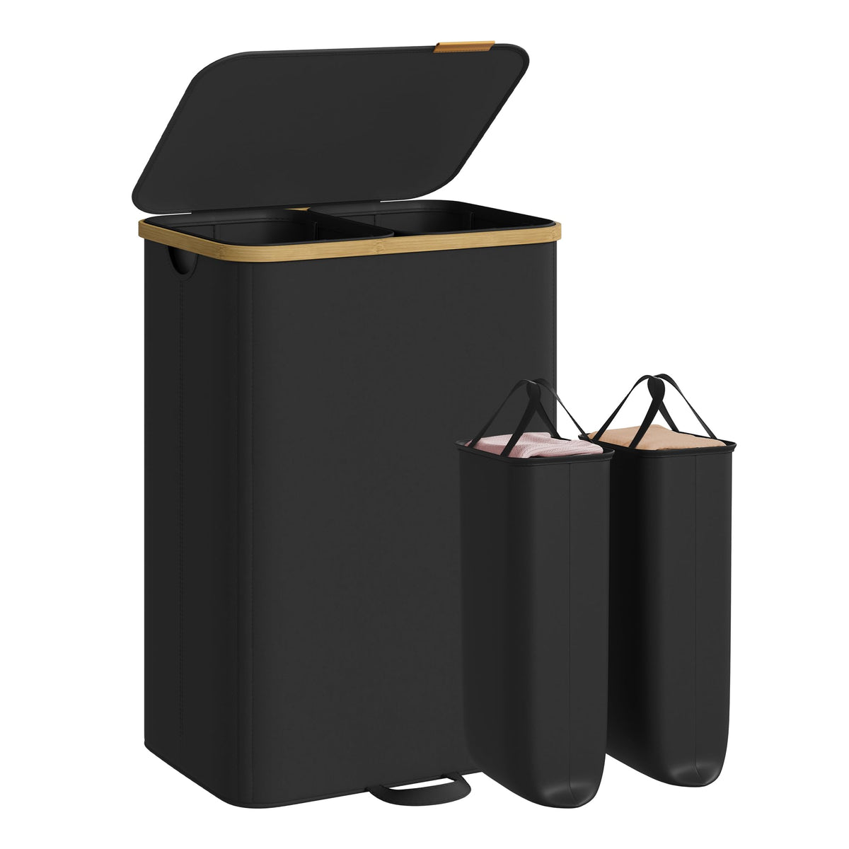 SONGMICS Laundry Hamper with 2 Lids, 150L Laundry Basket，2 Compartments