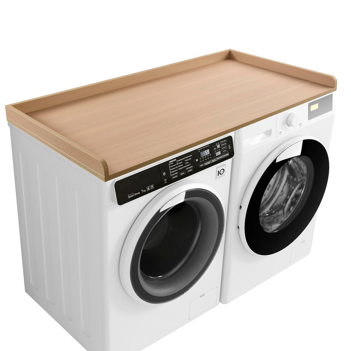 Kaboon Washer Dryer Countertop 58" x 28" Extra Large Version, Melamine Countertop with 3.5" Edge Rails, Laundry Room Organization, Dark Walnut