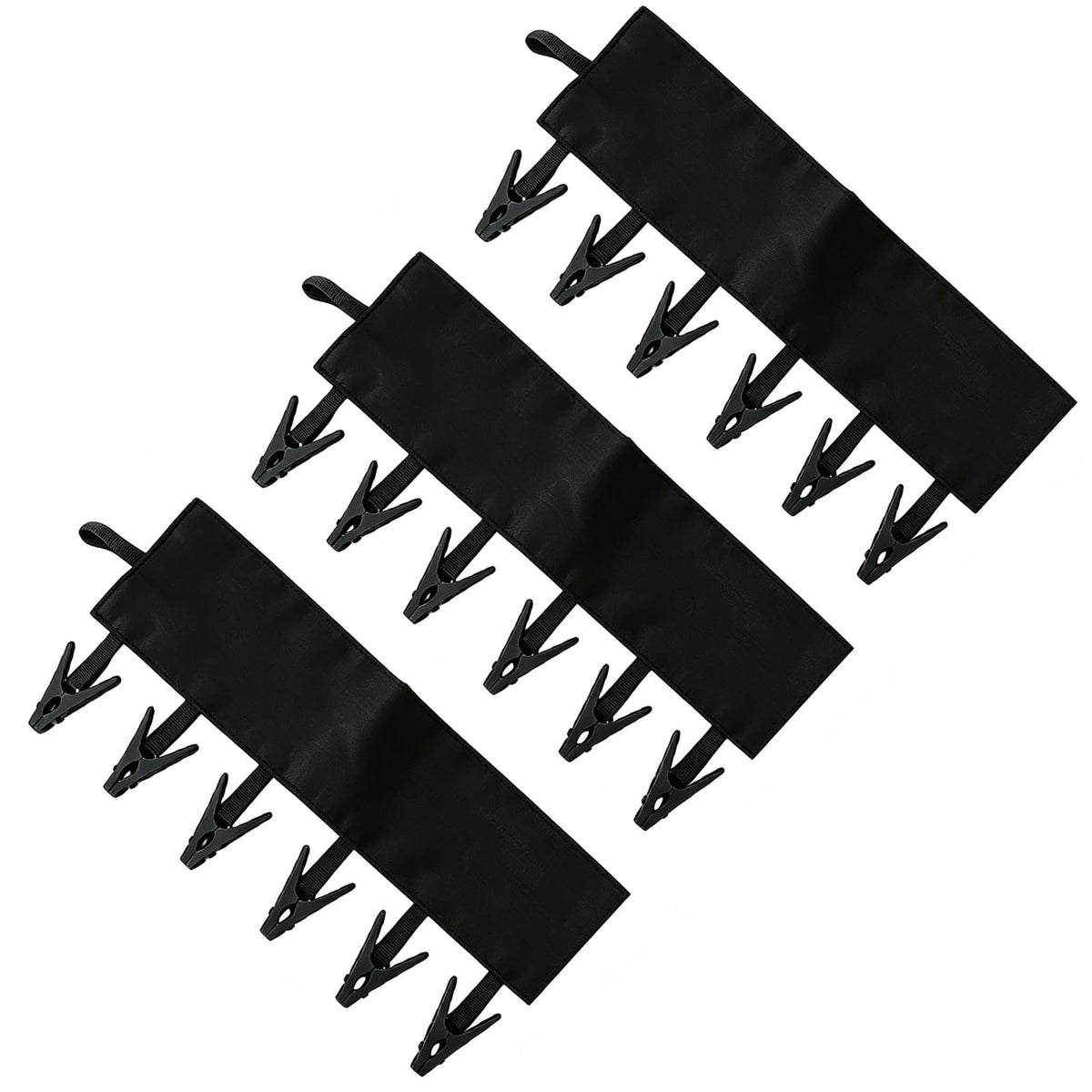 Mini Clothespins Travel Hangers 3-Pack: Foldable Portable Clothes Hangers w/ 6 Clips for Swimsuit, Towel & Sock Drying Rack - Cruise, Dorms, Travel (Black, Blue, Red)