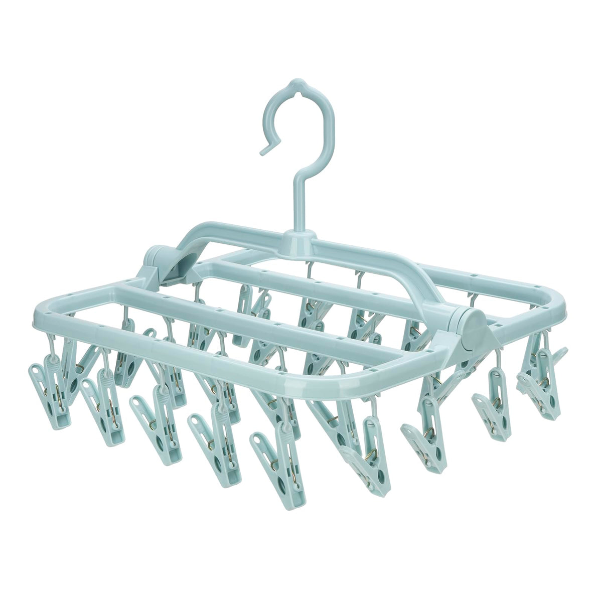 Foldable Clip Hangers with 26 Drying Clips, Underwear Hanger with Clips, Plastic Laundry Clip and Drip Drying Hanger for Socks, Bras, Lingerie, Clothes, Sturdy, White