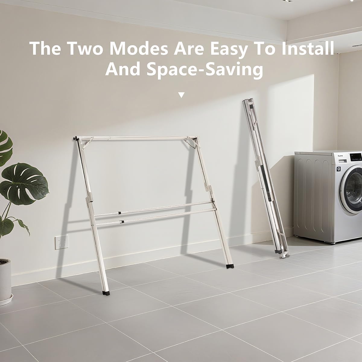 95 inches Foldable Clothes Drying Rack, Stainless Steel Indoor Outdoor Use