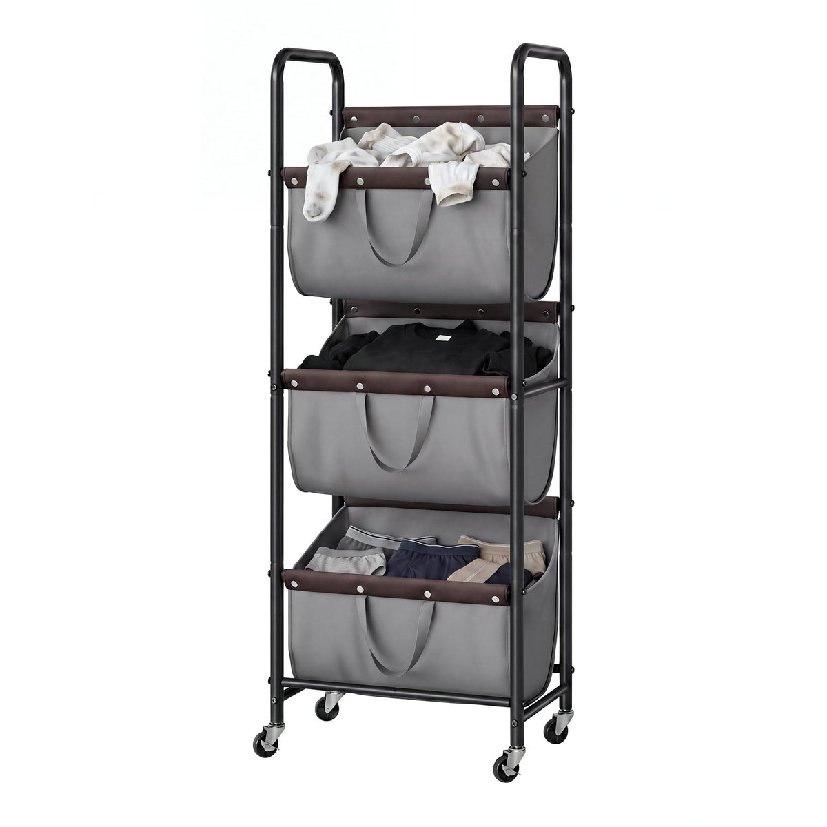 GRANNY SAYS 3 Tiered Laundry Sorter, Narrow Hamper Cart with Wheels