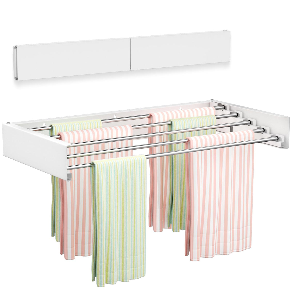 Vikaqi Wall Mounted Clothes Drying Rack 32", Foldable Wall Laundry Rack