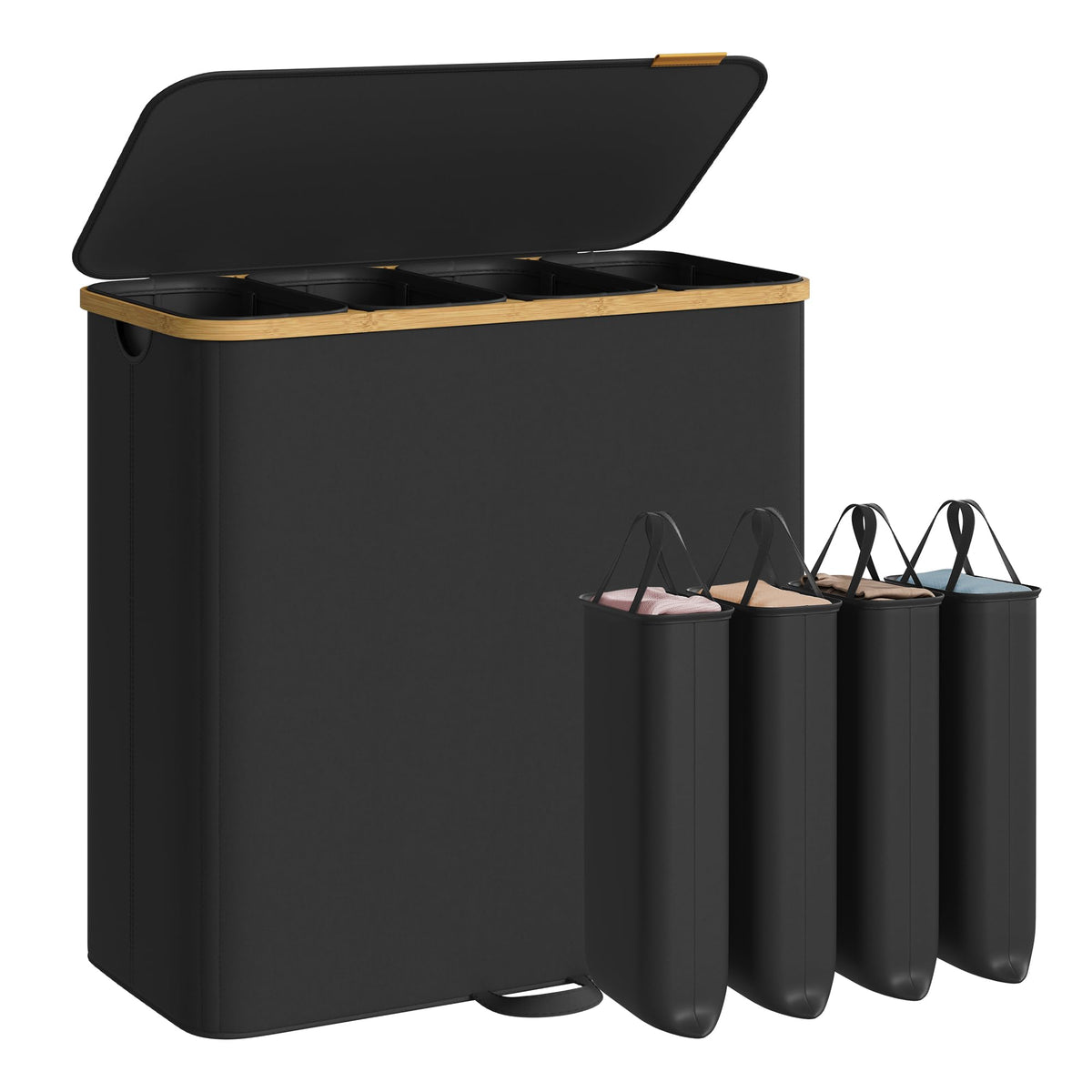 SONGMICS Laundry Hamper with 2 Lids, 150L Laundry Basket，2 Compartments