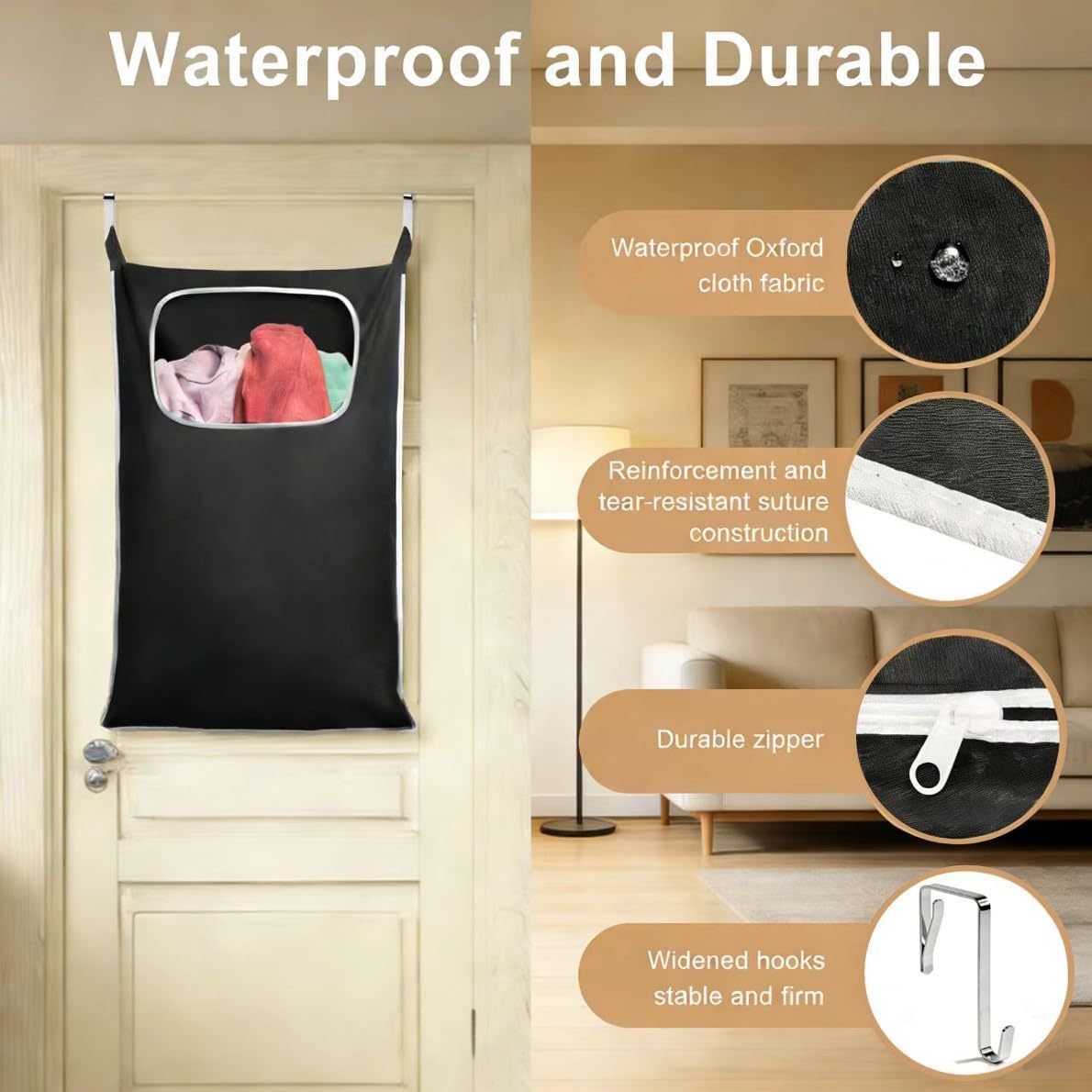 Hanging Laundry Hamper, Over the Door Laundry Storage Basket