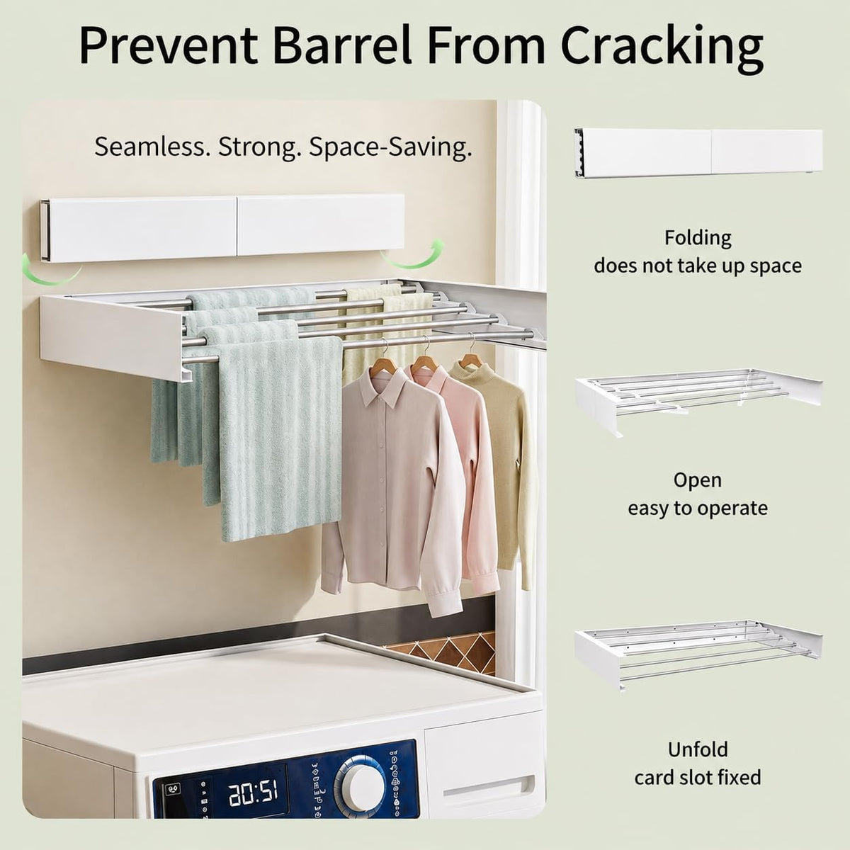 Wall Mounted Clothes Drying Rack for Laundry Room, Foldable 31.5" 60 lb