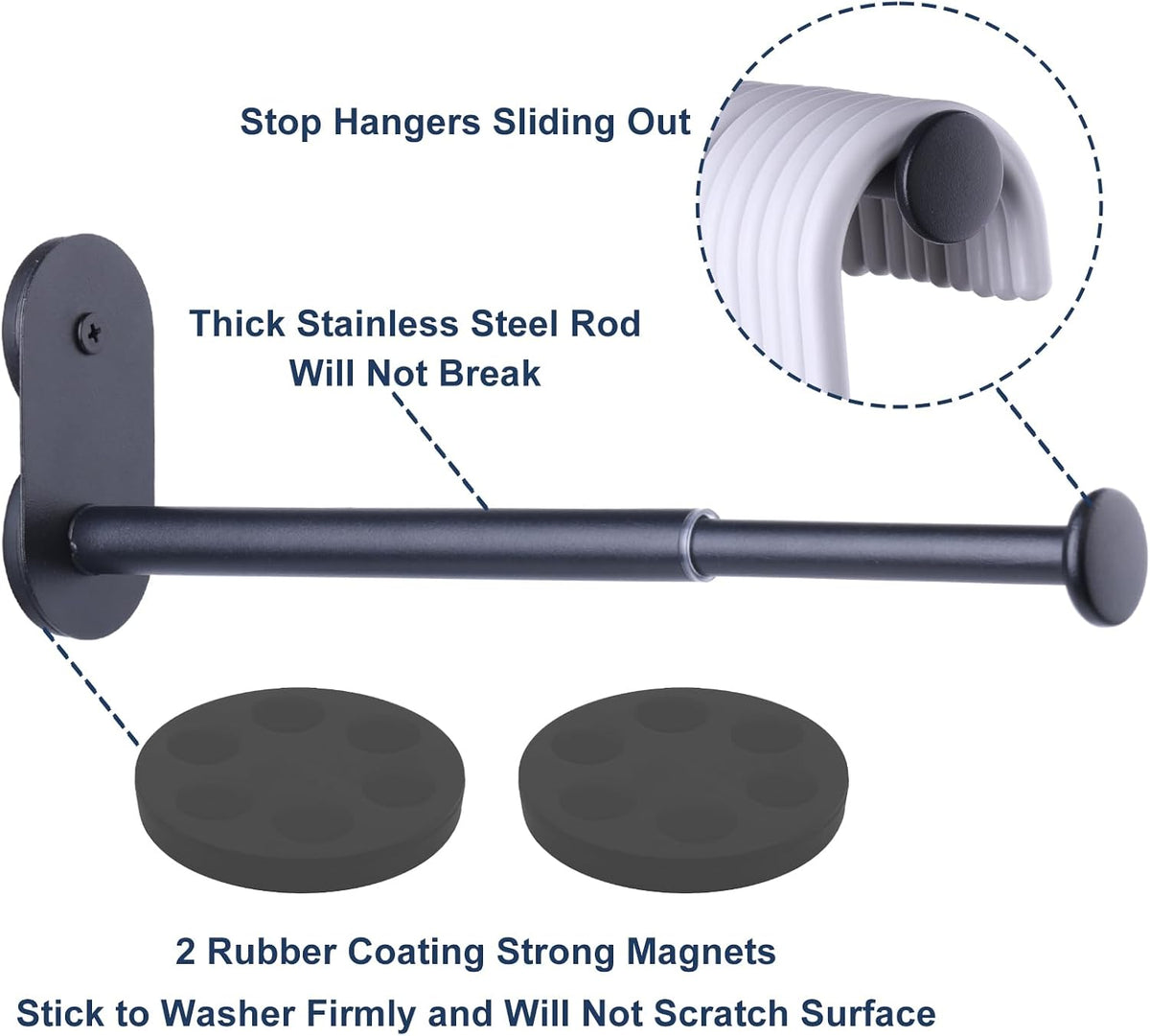 Extendable Magnetic Hanger Holder for Laundry Room, Storage Organizer 1Pack