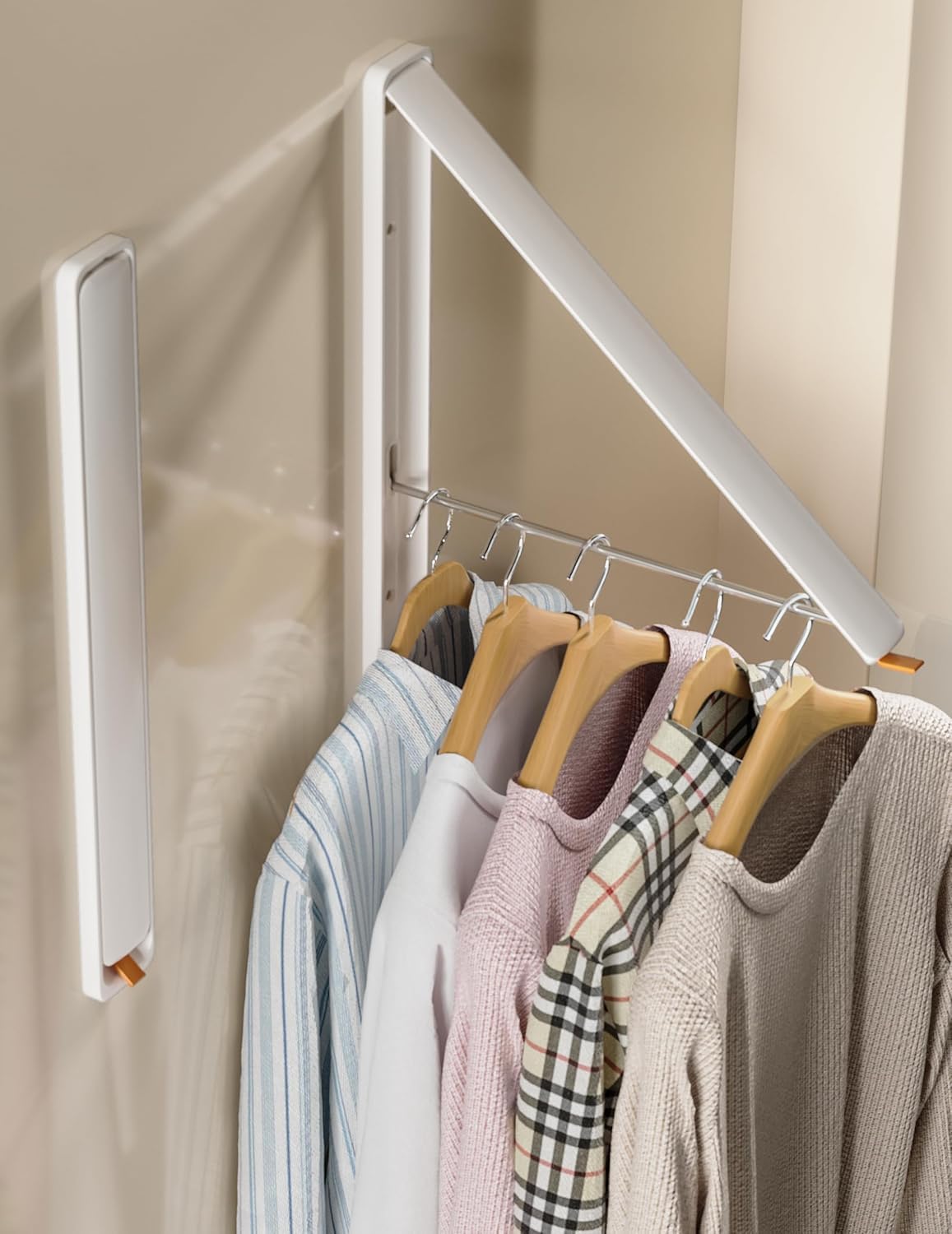 Dr.DJ Clothes Drying Rack Wall Mounted, Retractable & Foldable Clothes Hanger for Laundry Room Organization and Storage, Clothes Hanger Rack for Dorm, Closet, Balcony, Laundry Room(1P, Metal, Black)