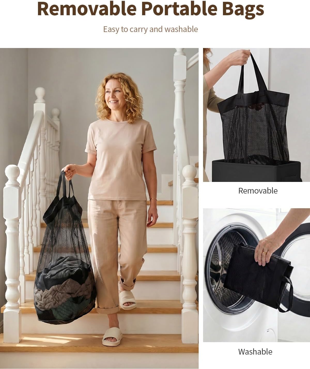 85L Laundry Hamper with Lid, Large Clothes Hamper, Black