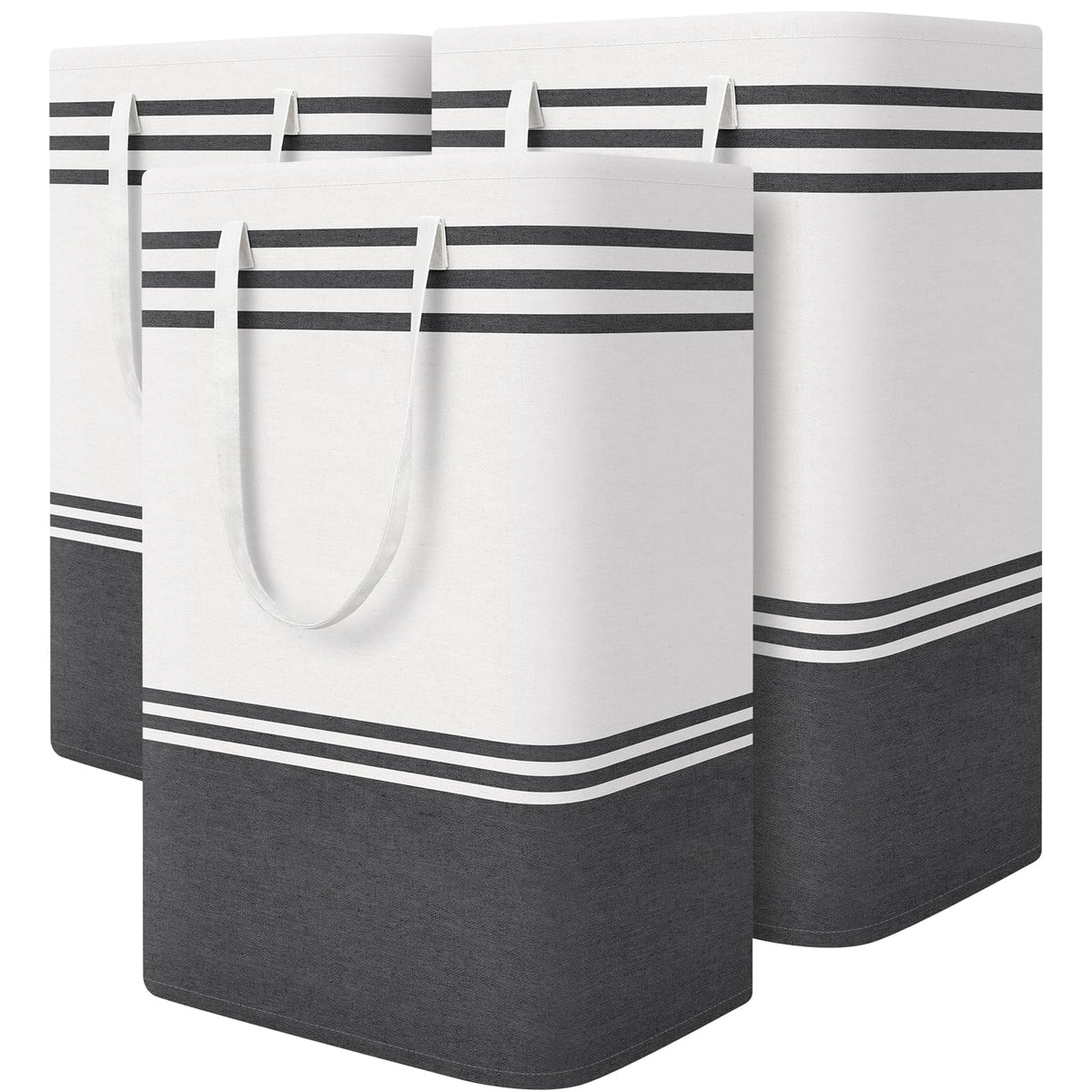 TranquilRelax 3-Pack Laundry Basket, Laundry Hamper, Grey-75L