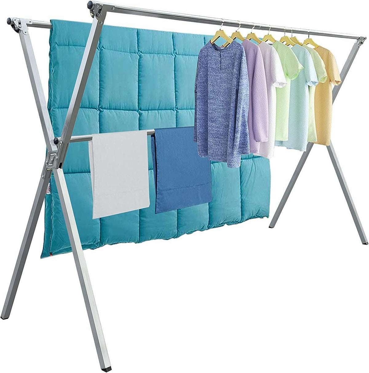 AZK Clothes Drying Rack Extendable Laundry Drying Rack with 20 Hooks