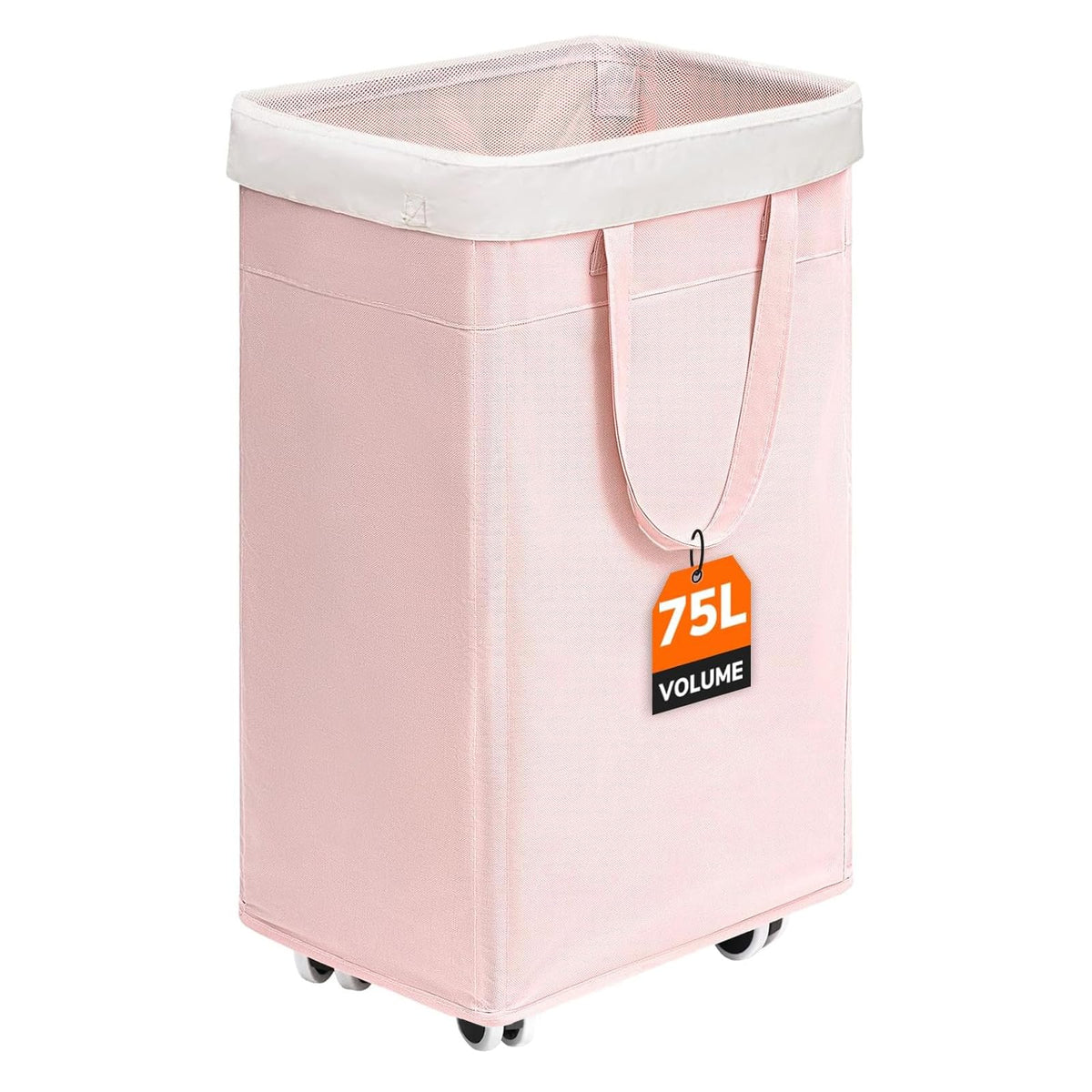 CHICVITA 75L Rolling Laundry Basket with Wheels Removable Wash Bag, Pink