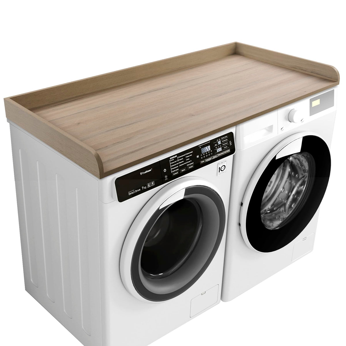 Kaboon Washer Dryer Countertop 58" x 28" Extra Large Version, Melamine Countertop with 3.5" Edge Rails, Laundry Room Organization, Dark Walnut