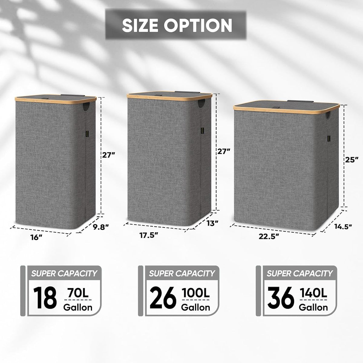 BALEINE 100L Laundry Hamper with Lid, Large Laundry Basket Bin