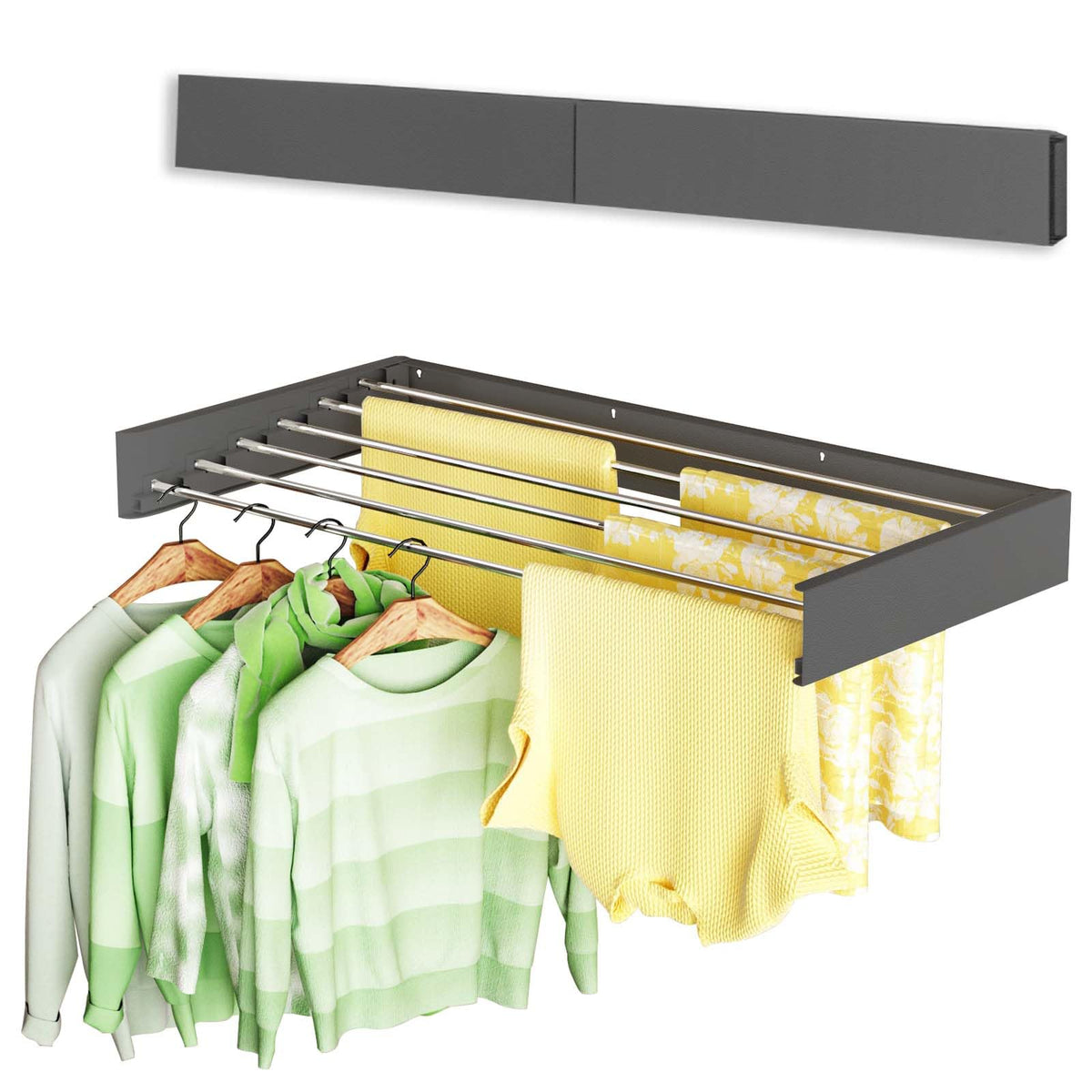 Vikaqi Wall Mounted Clothes Drying Rack 32", Foldable Wall Laundry Rack