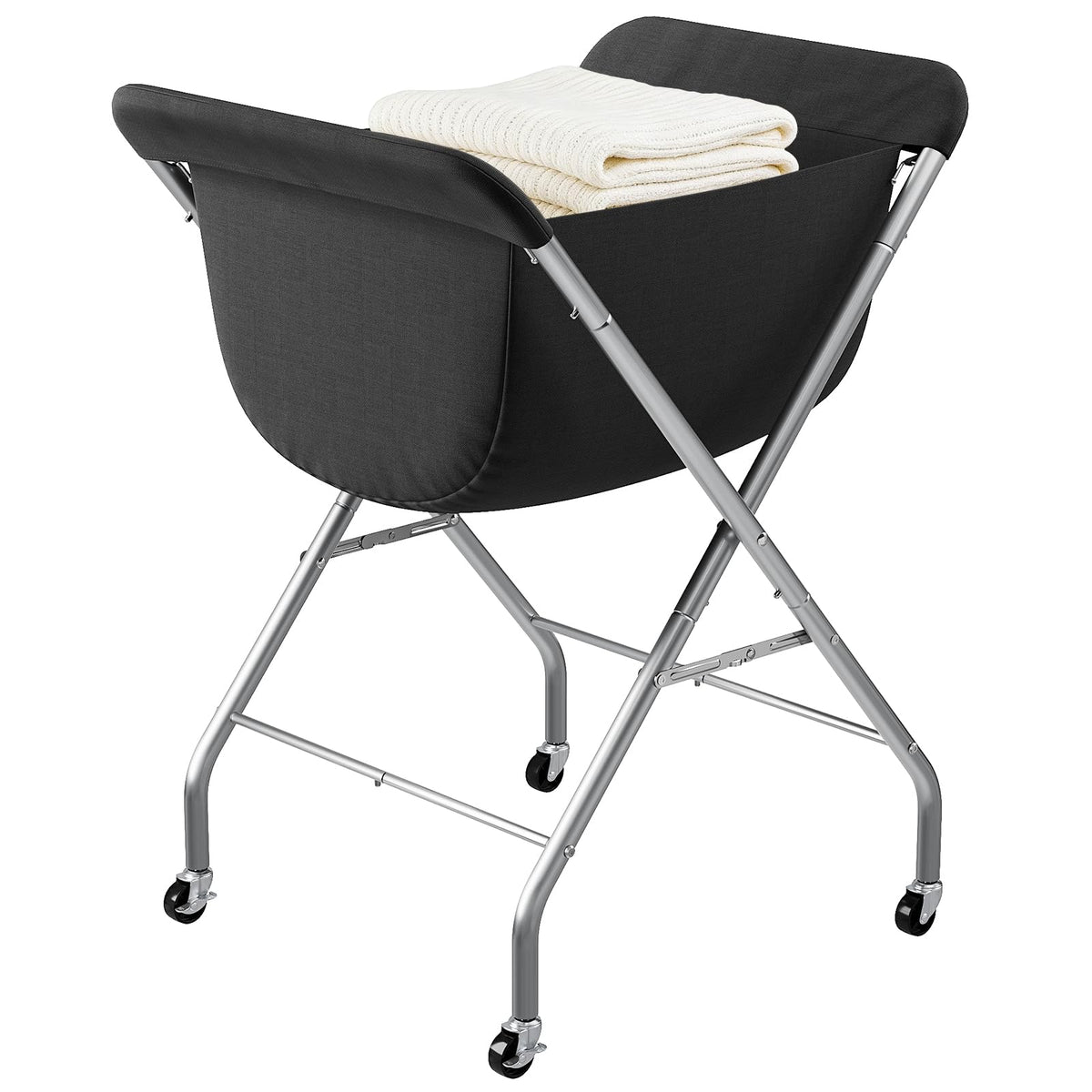 ELYKEN Laundry Basket with Wheels, Collapsible Laundry Hamper, Cream