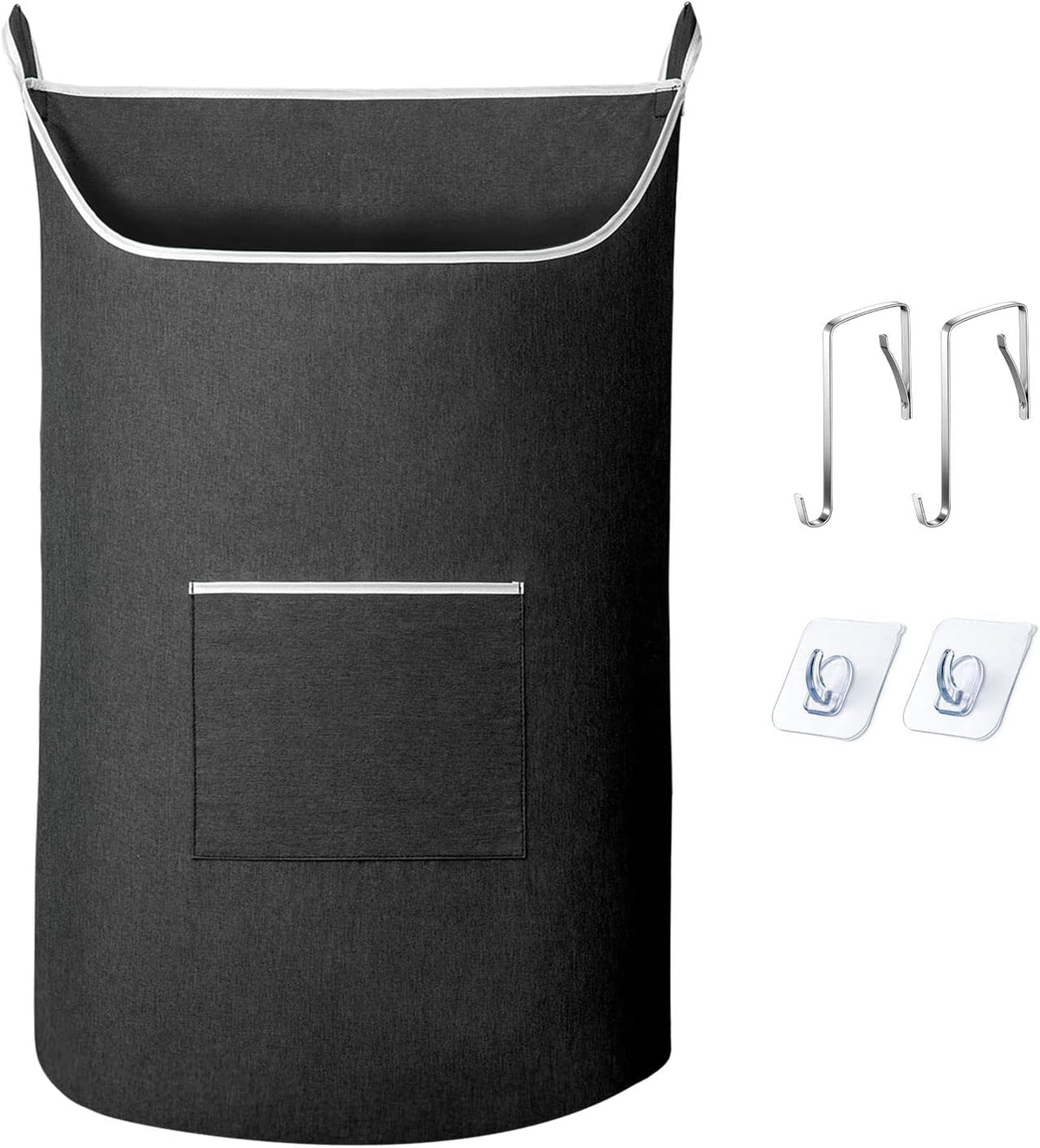 SAVERHO Black Hanging Laundry Hamper Bag, XL Door Hanging Hamper with Large Opening Laundry Hamper Storage Bag Large Size 36X22 Inch (Black)