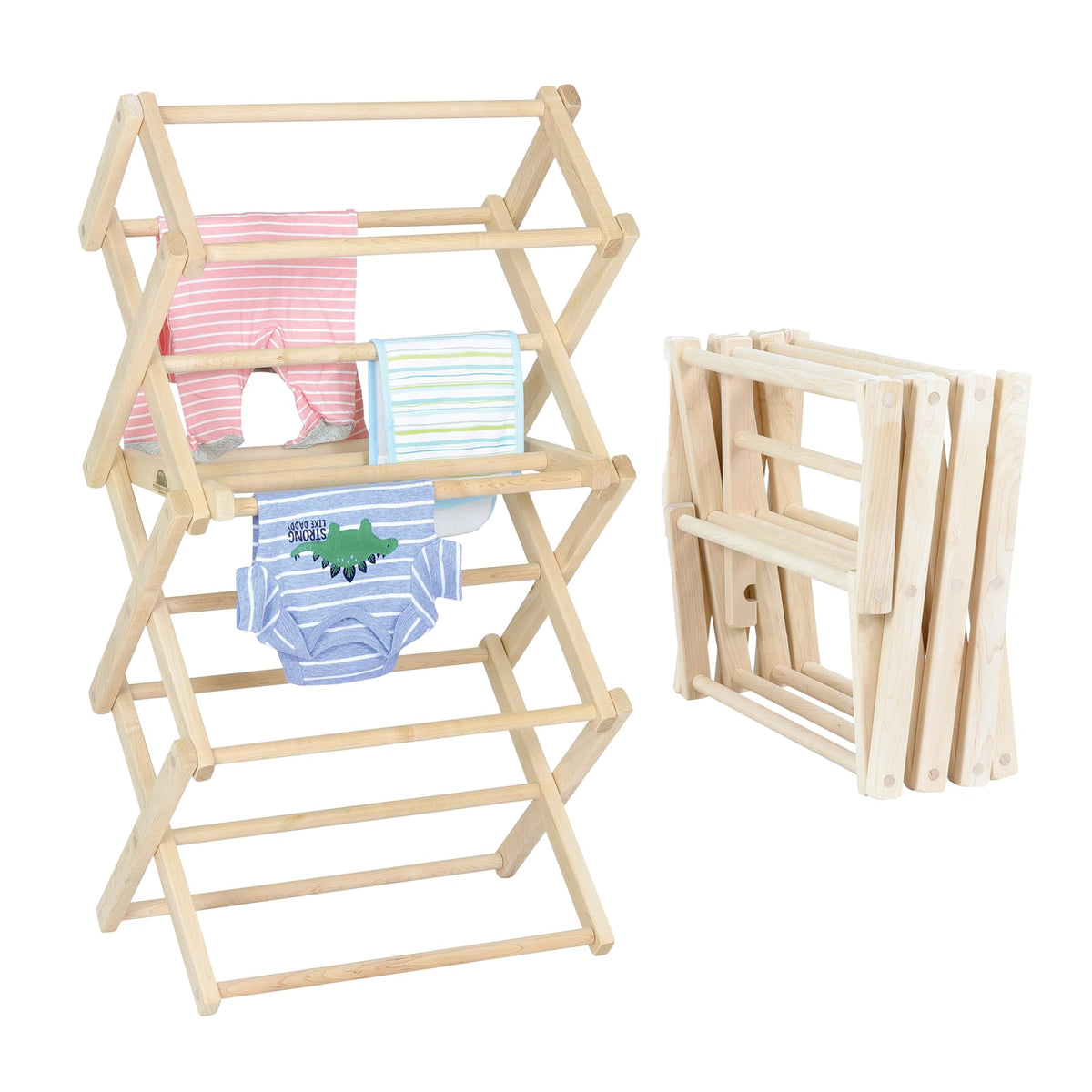 Pennsylvania Woodworks Premium American Maple Clothes Drying Rack - Handcrafted in Pennsylvania - Solid Wood Construction, Collapsible, Eco-Friendly Laundry Solution (Large)
