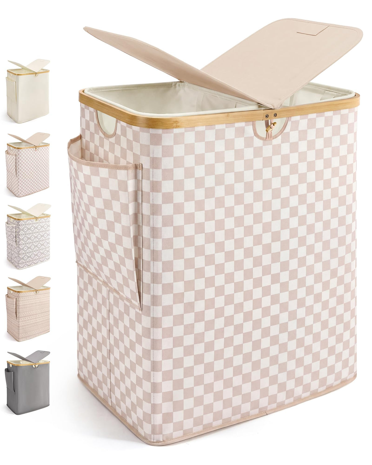 MIZATTO 140L Laundry Hamper with Lid, 2 Section Dirty Laundry Bin