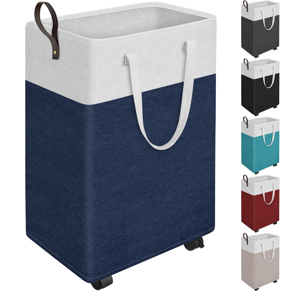 HomeHacks 75L Rolling Laundry Basket with 4 Wheels Collapsible Gray