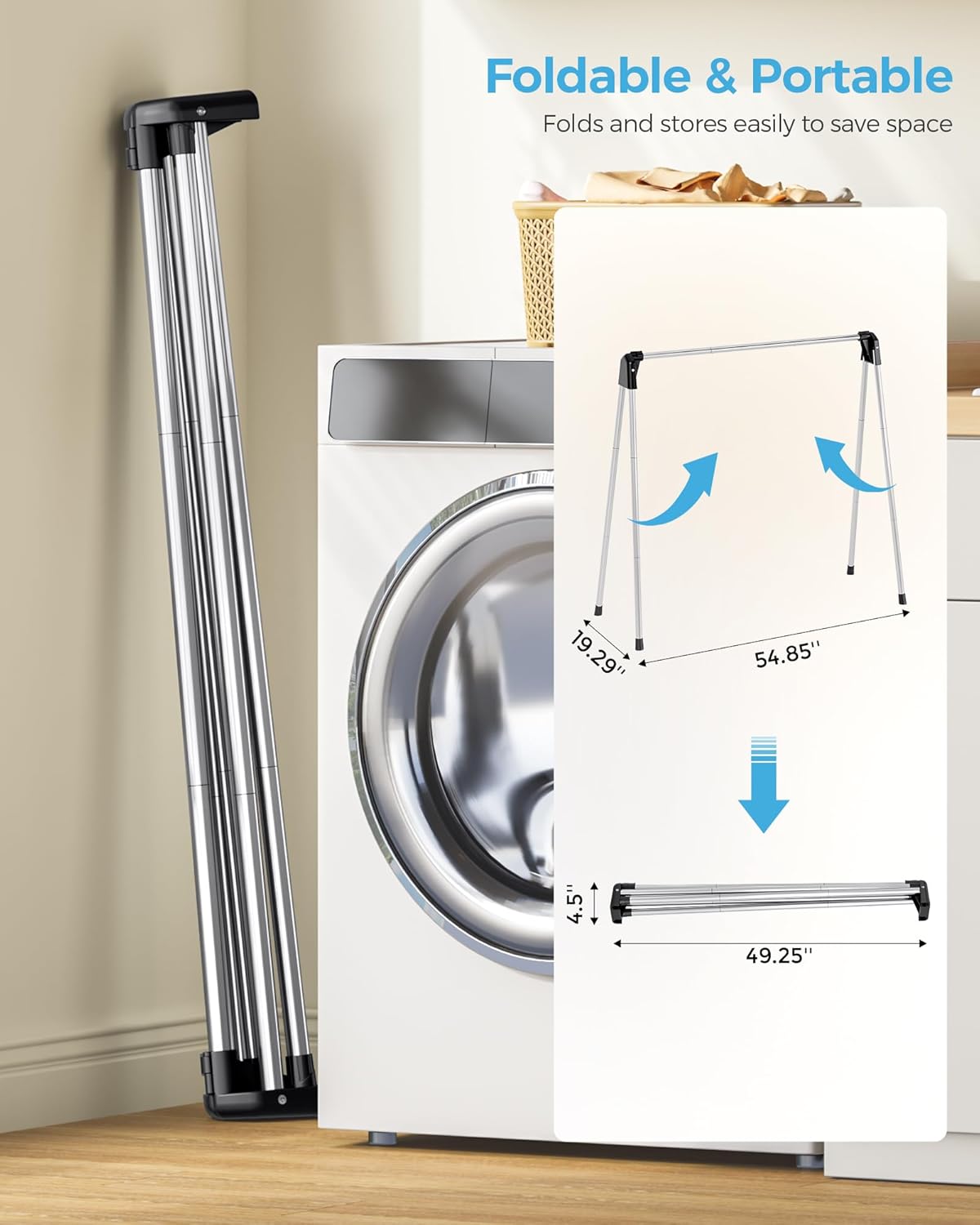 APEXCHASER Clothes Drying Rack Foldable, Portable Clothes Airer, 48" H