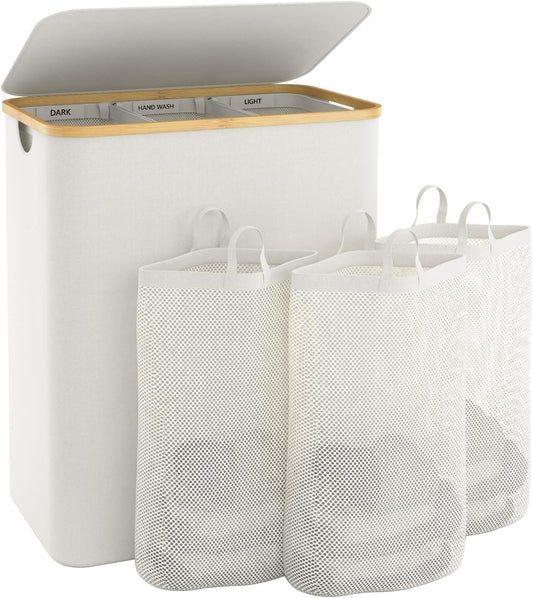 Hampers for Laundry Basket with Lid, 145L Large Laundry Hamper 3 Section