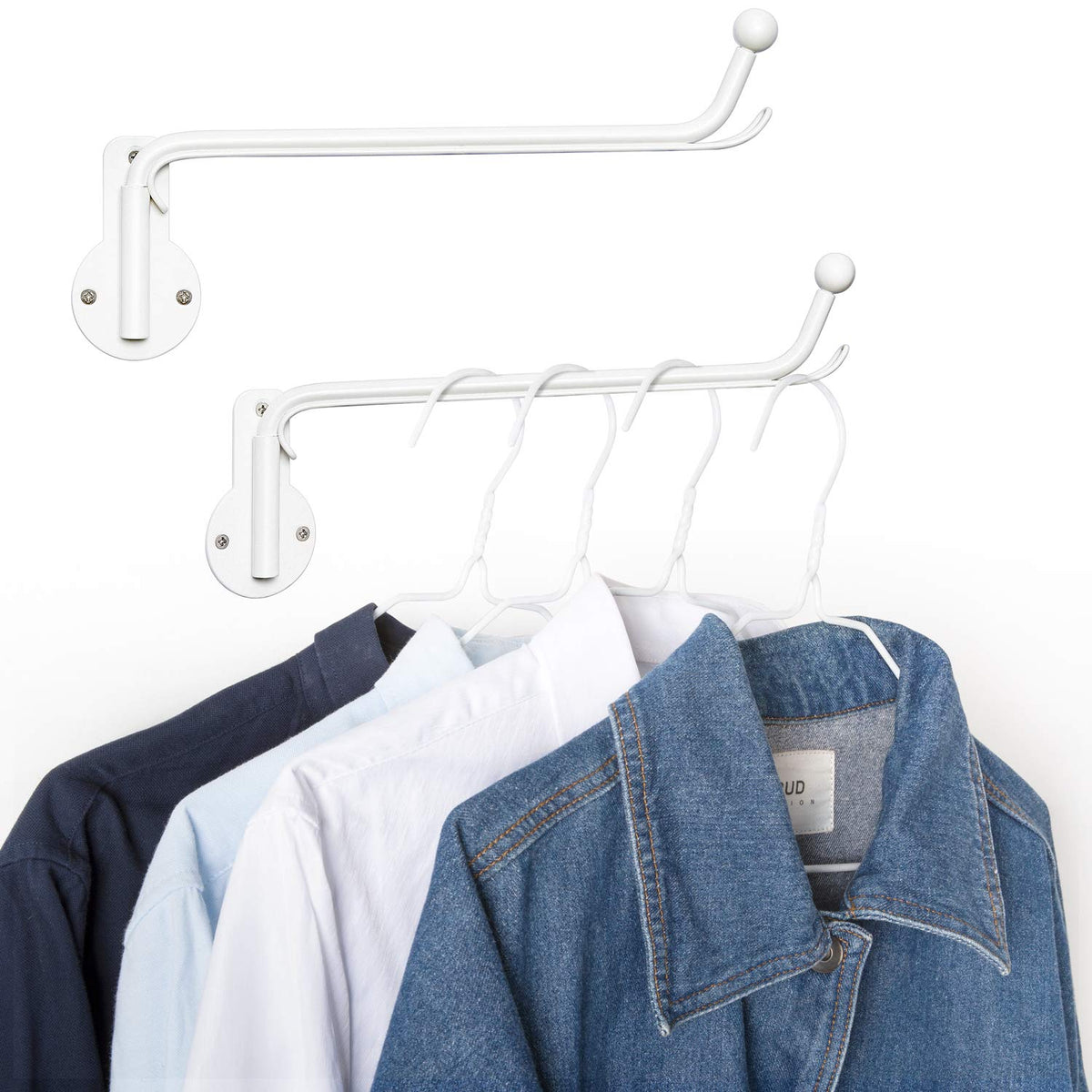 Mkono Wall Mounted Drying Rack Laundry Hook with Swing Arm Valet Rod 2 Pack
