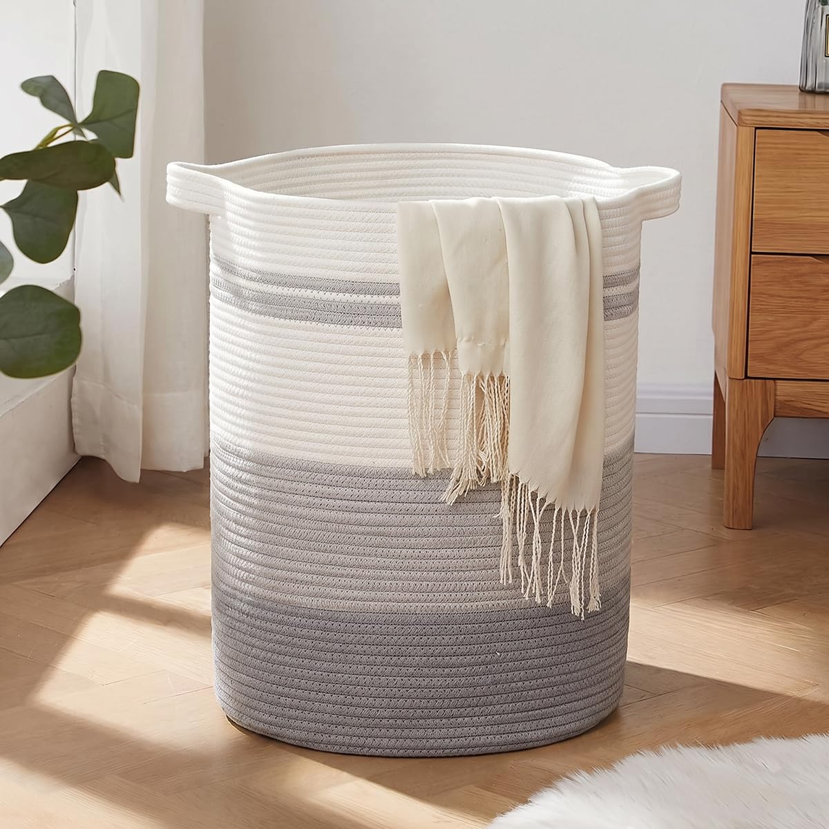 OIAHOMY 80L Laundry Basket Laundry Hamper Nursery Hamper Gradient Yellow