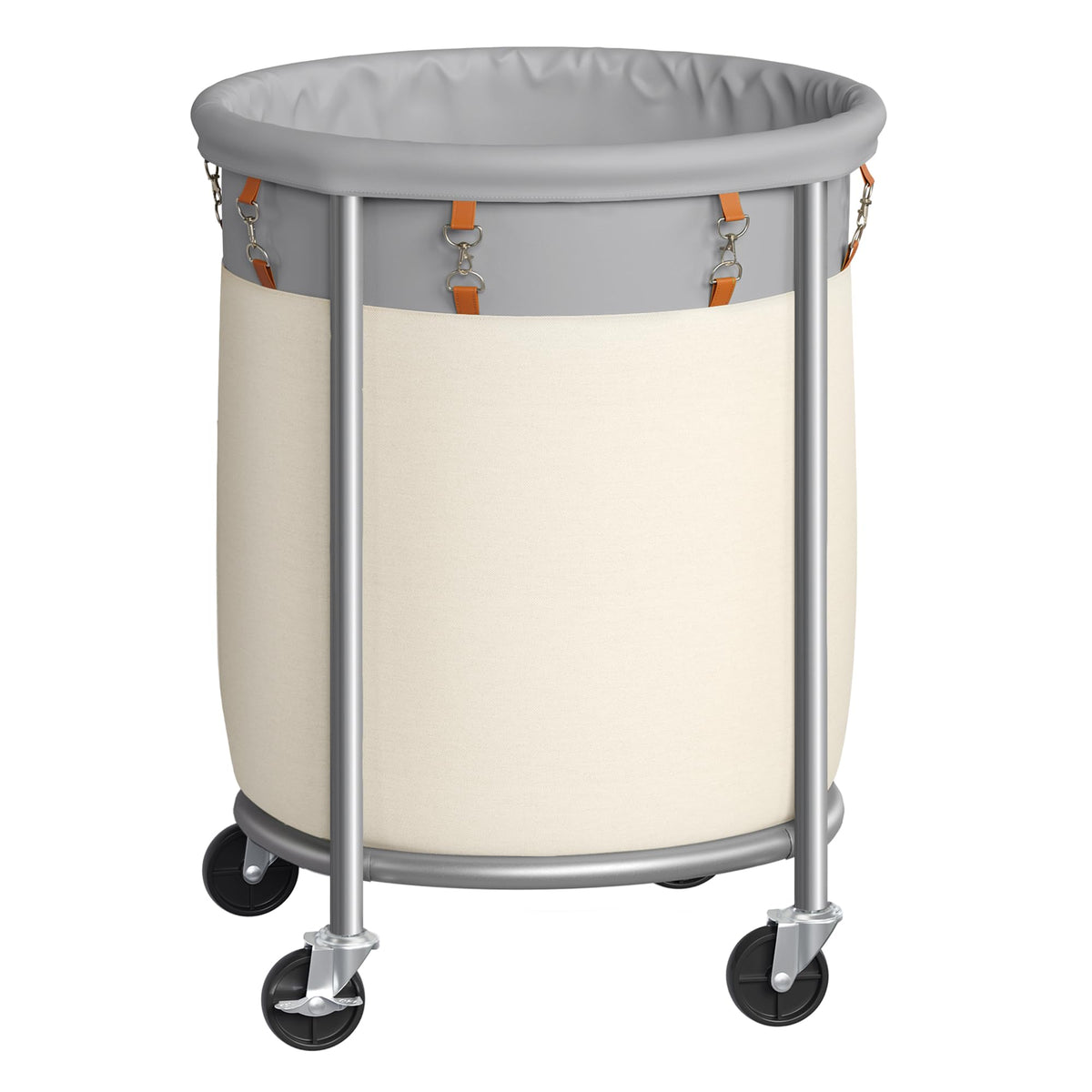 SONGMICS Laundry Basket with Wheels,190L, Steel Frame, Removable Bag