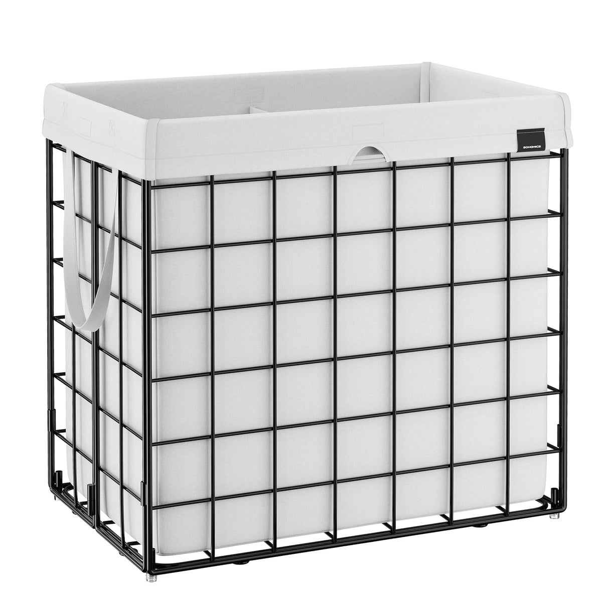 SONGMICS Laundry Hamper, 23.8 Gal. (90L) Laundry Basket, Collapsible Clothes Hamper, Black and White ULCB190W01
