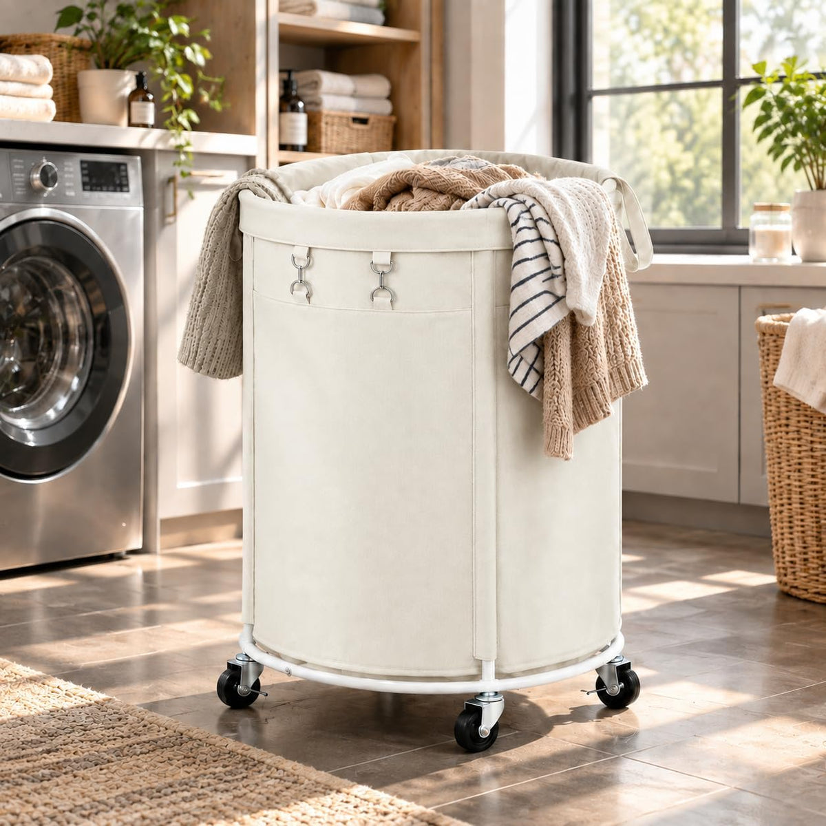 150L Large Capacity Rolling Laundry Basket Hamper with Wheels, Clothes hamper and Removable Bag for Home, Laundry Room, Bedroom, Bathroom, Apartment, Dorm